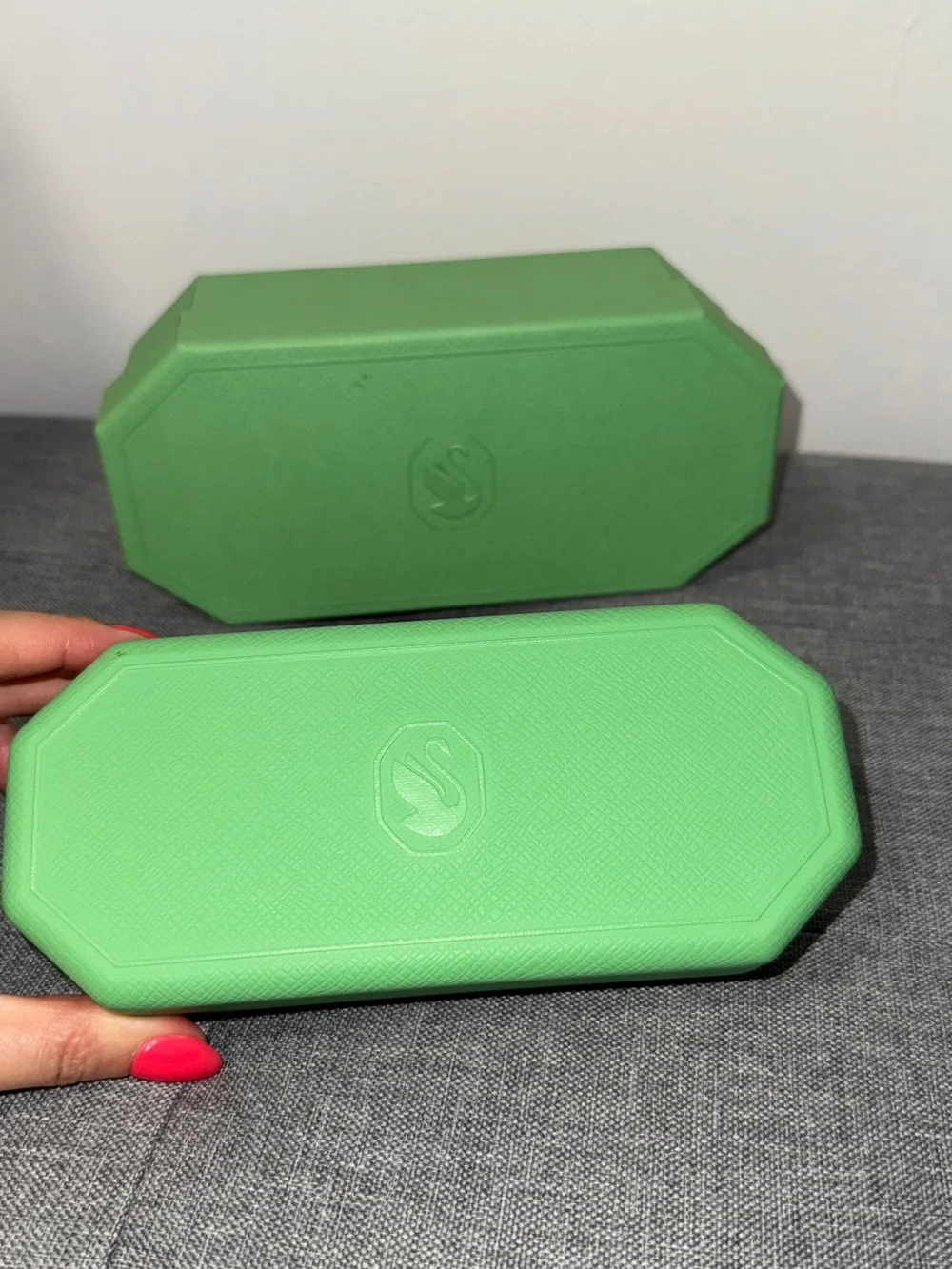 Swarovski Green Octagonal Jewelry Boxes with Pale Lime Interior